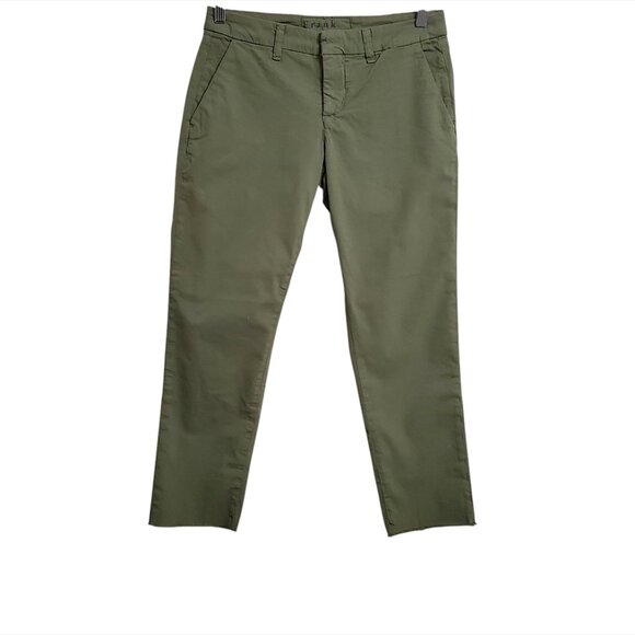 Frank & Eileen Womens Wicklow Crop Chino Pants 0 Green Stretch Raw Hems … - Picture 1 of 12